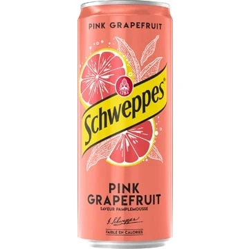 Afbeelding van Schweppes Pink grapefruit frisdrank, sleek blik van 33 cl, pak 24