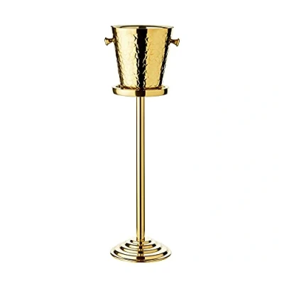 Afbeelding van EDZARD Champagnekoeler Capri Gold Flessenkoeler met standaard Drankkoeler voor 1 fles Kom wijn, champagne en ijsblokjes Wijnkoeler patroon
