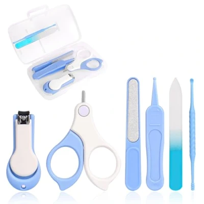 Afbeelding van Vicloon Baby Nail Kit, 6 stuks Care Tool, Set Manicure Inclusief Nagelknipper, Ronde Schaar, Earpick, Nagelvijl en Pincet voor Pasgeborenen, Peuter Kinderen