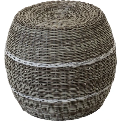 Afbeelding van Poef Laos wicker beige ø46x40cm