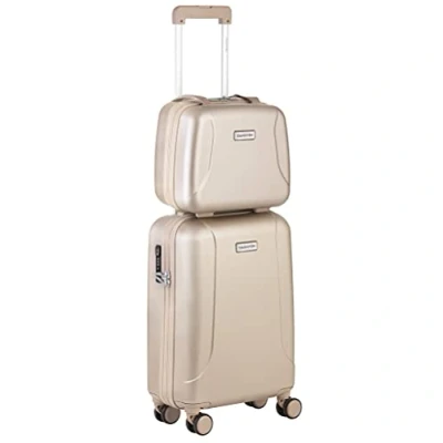 Afbeelding van CarryOn Skyhopper Handbagage en Beautycase 55cm TSA Trolley Make up koffer Champagne