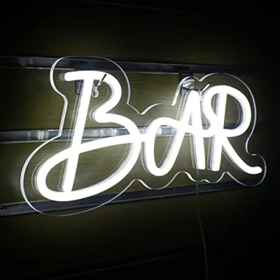Afbeelding van Bar Neon Signs White Lights Sign for Living Room Wall Decor Pub Kerstmis, Verjaardagscadeaus (wit)