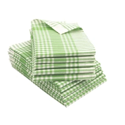 Afbeelding van ZOLLNER Set van 10 theedoeken, katoen, 50 x 70 cm, absorberend en robuust, wasbaar tot 60 graden, groen wit geruit, gastronomische kwaliteit, Oeko Tex® gecertificeerd
