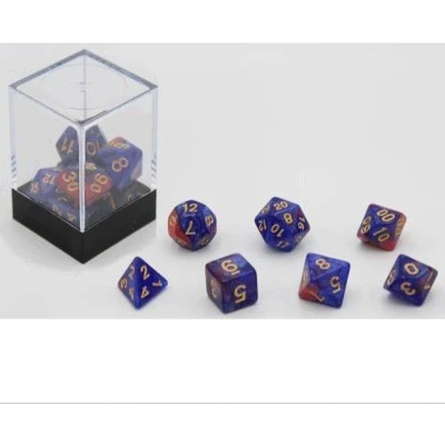 Afbeelding van Dobbelstenen Stardust Blauw/Rood 7set Br
