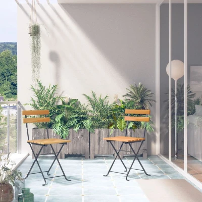 Afbeelding van Tuinstoelen Inklapbaar Staal En Massief Acaciahout