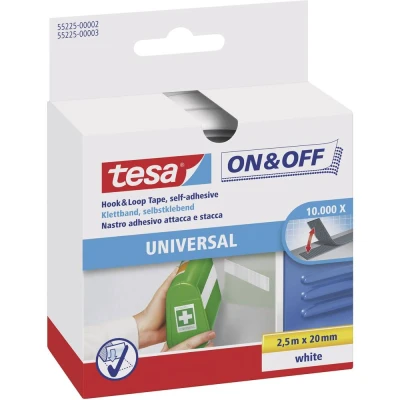 Afbeelding van Klittenband tesa On&amp;Off 55225 20mmx2,5m wit