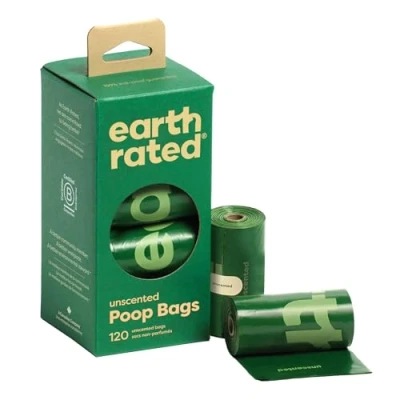 Image de Earth Rated Lot de 120 rouleaux recharge sacs à déjections canines, anti fuites et extra épais pour chiens, non parfumés