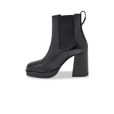 Afbeelding van Les Tropeziennes par M Belarbi Vanilla Enkellaarsjes met hoge hak, Dames, Maat: 41, Black Leer en textiel