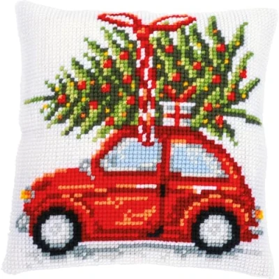 Afbeelding van Borduurpakket Kerstauto kussen Vervaco