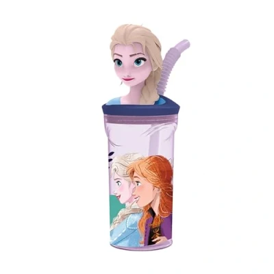 Afbeelding van p:os 35481 kinderbeker met geïntegreerd rietje, deksel en 3D figuur, inhoud ca. 360 ml, ideaal voor koude dranken