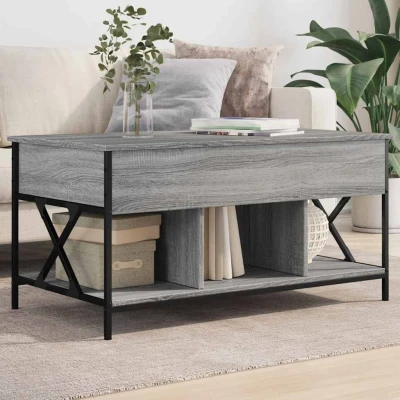 Afbeelding van vidaXL Salontafel 100x55x50 cm bewerkt hout en metaal grijs sonoma