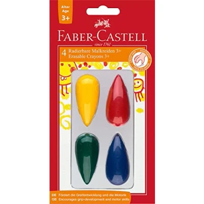 Afbeelding van waskrijt Faber Castell druppelvormig 4 stuks blister