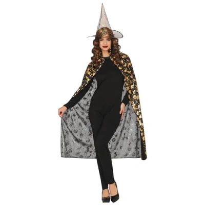 Afbeelding van Verkleedset Dames Heks Black and Gold 2 delig