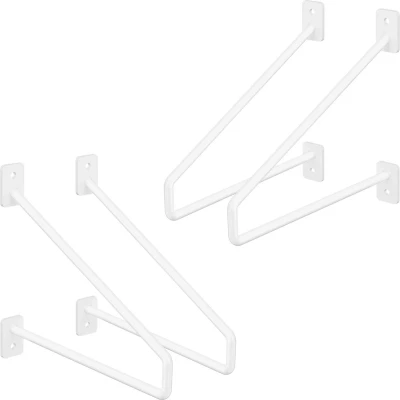 Afbeelding van ML Design 4 stuks plankbeugel, 220 mm, wit, gemaakt van staal, haarspeld plankbeugels, zwevende wandbeugel, planksteun voor wandmontage, industriële wandplank, wandbeugel