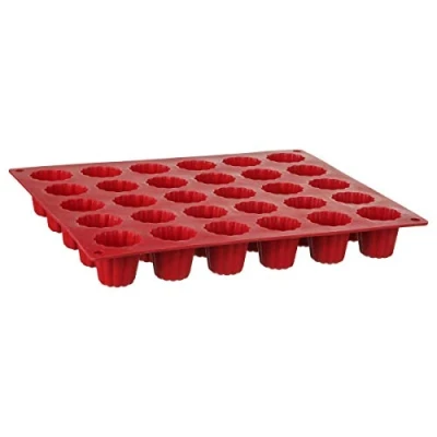 Afbeelding van Cannelés bakvorm siliconen 30,6 x 23,2 4cm 30 Vormen Rood cakevorm met handgrepen cakevormen bakken anti aanbaklaag voor oven en magnetron SILICANPRO