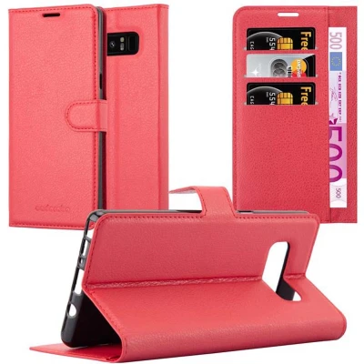 Afbeelding van Cadorabo Hoesje geschikt voor Samsung Galaxy NOTE 8 in KARMIJN ROOD Beschermhoes met magnetische sluiting, standfunctie en kaartvakje Book Case Cover Etui