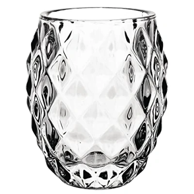 Afbeelding van Olympia glazen theelichthouder transparant diamant 7,5cm (6 stuks)