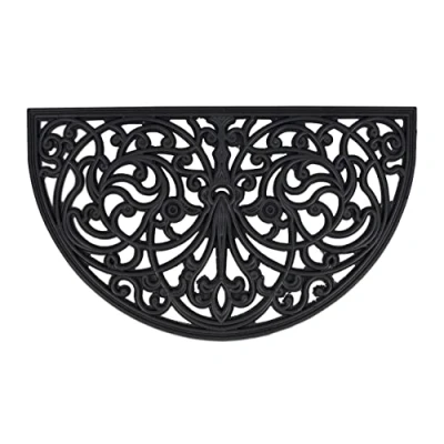Afbeelding van deurmat halfrond 75 x 45 cm antislip weerbestendig binnen en buiten zwart