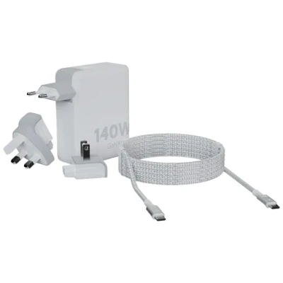 Afbeelding van Xtorm Gan Ultra USB 3 C Snellader 140W Wit + Adapter Kabel