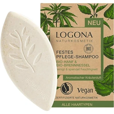 Afbeelding van Logona natuurlijke cosmetica vaste shampoo voor natuurlijk en gezond haar, barshampoo met veganistische formule op basis van biologische hennep netels, 1 x 60 g