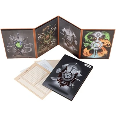 Afbeelding van Hexers Game Master Screen Dungeons and Dragons D&amp;D DND DM Pathfinder RPG Role Playing Compatibel 4 aanpasbare panelen Inserts Included That Slide in the Pouches Dry Erase Tracker Sheet