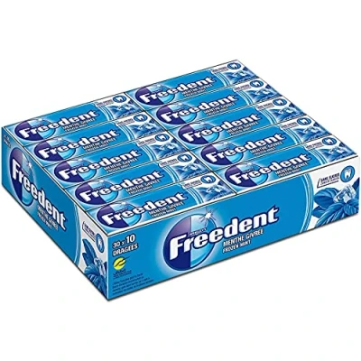 Image de FREEDENT Chewing Gum Sans Sucre Goût Menthe Givrée 30 Paquets de 10 Dragées Grand Format 300 420g