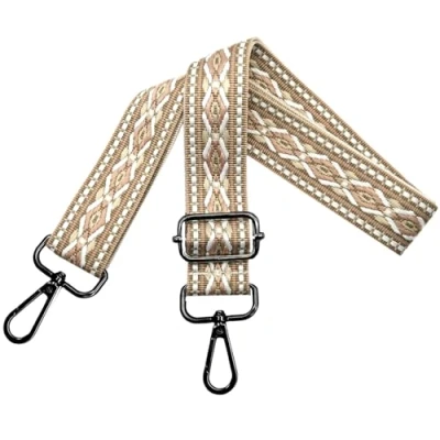 Afbeelding van Verstelbare schouderriem voor damestassen, afneembare tasriem, breedte 3,8 cm, met zwarte karabijnhaak, schoudertas, kaki wit, N22