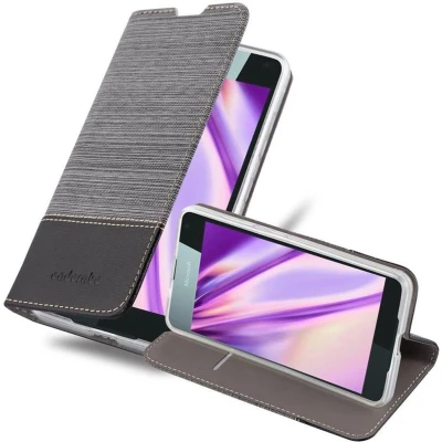 Afbeelding van Cadorabo Hoesje geschikt voor Nokia Lumia 650 in GRIJS ZWART Beschermhoes met magnetische sluiting, standfunctie en kaartvakje Book Case Cover Etui