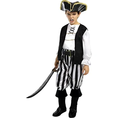 Afbeelding van FUNIDELIA Gestreept piraten kostuum zwart en wit collectie