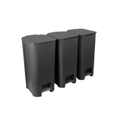 Afbeelding van Practic Set van 3 afvalbakken 3x40l pedaalemmer Grafiet