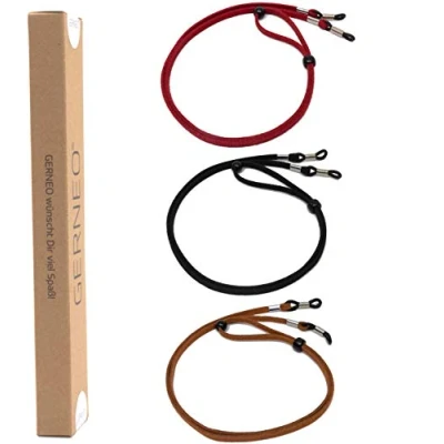 Afbeelding van GERNEO® Valencia hoogwaardige brilband van suède uniseks PU band voor zonnebril en leesbril zilveren tas, 1 Mythos zwart bruin zadel tangorrood