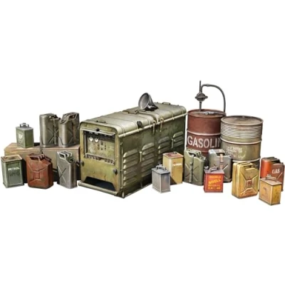 Afbeelding van 1:35 MiniArt 35662 PE 95 Generator met Brandstofvaten Drums en JerryCans Plastic Modelbouwpakket