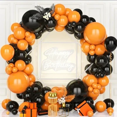 Afbeelding van Teselife Ballonnenboog, zwart en oranje, 119 delige set, slinger, mat, zwart, jongens, mannen, vrouwen, meisjes, babyshower, verjaardag, bruiloft, voorstel, Valentijnsdag, Halloween,