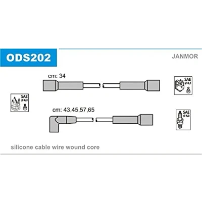 Afbeelding van JANMOR ODS202 Bougiekabelset OPEL: Corsa A TR, Kadett D Hatchback