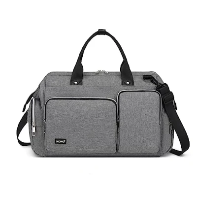 Image de KONO sac à langer pour bébé maman et papa Grand de voyage avec matelas langer, gris, Rétro