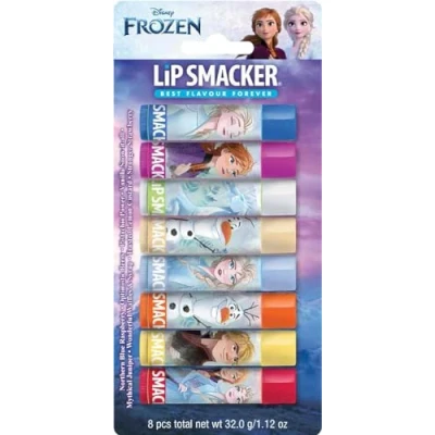 Afbeelding van Lip Smacker Disney&#039;S Frozen Party Pack, geïnspireerde partyset, bestaande uit 8 kleurrijke delen, inclusief geurende lippenbalsems, veilig voor kinderen, natuurlijke afwerking