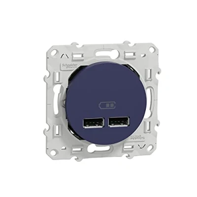 Afbeelding van Schneider Electric Odace S550407 dubbele USB oplader 2.1 A Cobalt
