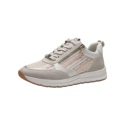 Afbeelding van Tamaris Sneakers laag, Dames, Maat: 37, Beige comb Imitatieleer/ textiel