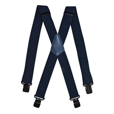 Afbeelding van Olata Bretels voor heren, breed, X, met extra brede zwarte clips, 4 cm, Donkerblauw