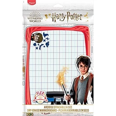 Image de Maped Kit Ardoise Blanche Double Faces + 1 Porte Accessoires Brosse Feutre Effaçable à Sec Noir Flex Incassable Motif Harry Potter Officiel