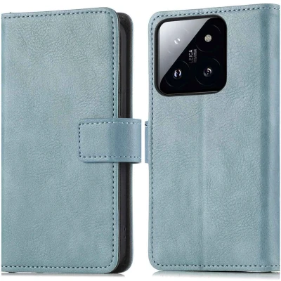 Afbeelding van imoshion Hoesje Geschikt voor Xiaomi 14T Pro Met Pasjeshouder Luxe Bookcase Lichtblauw