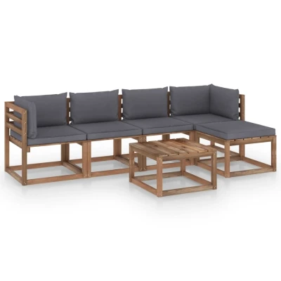 Afbeelding van 6 delige Loungeset met antracietkleurige kussens