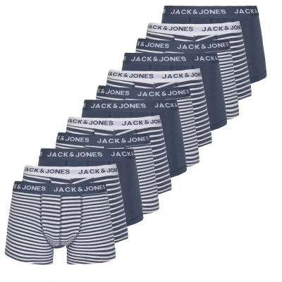Afbeelding van Jack &amp; Jones Jacstripes Trunks 12 PACK Onderbroeken, Heren, Maat: Large, Vintage indigo