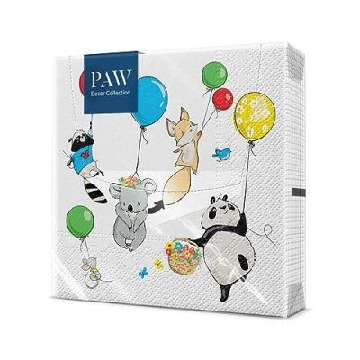 Image de PAW Decor Collection Serviette Papier 3 Plis 33 x cm 20 pièces de Table Idéal pour les Anniversaires, Fêtes Patronales, Garden Parties, Événements Familiaux Animals Party