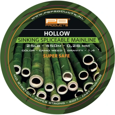 Afbeelding van PB Products Hollow Braid Gevlochten lijn 0.28mm (25lb) 450m Splicable Camo Weed