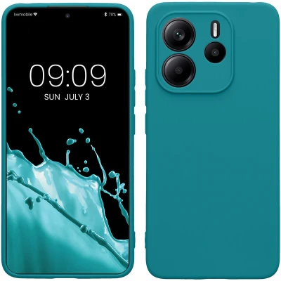 Afbeelding van kwmobile telefoonhoesje geschikt voor Xiaomi Redmi Note 14 4G Hoesje smartphone Precisie camera uitsnede In mat petrol