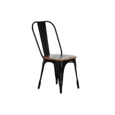 Afbeelding van Keukenstoel Home ESPRIT Zwart Donkerbruin Hout Metaal 48 x 55 92 cm