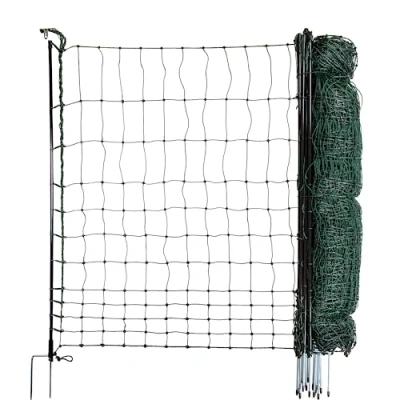 Afbeelding van horizont Strong Line 110 Pluimveehek, 15 palen van glasvezel met dubbele punt 50 m lang, cm hoog, allemaal zonder elektriciteit, beweegbaar kippenhek