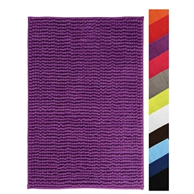 Afbeelding van MSV Badkamerkleed/badmat/toilet voor op de vloer paars 40 x 60 cm microvezel anti slip