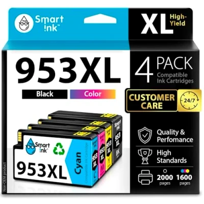 Afbeelding van Smart Ink Compatible inktcartridge voor HP 953XL 953 XL 4 Pack (BK &amp; C/M/Y) Officejet Pro 7720 7730 7740 8210 8218 8710 8715 8718 8720 8725 8728 8730 8740